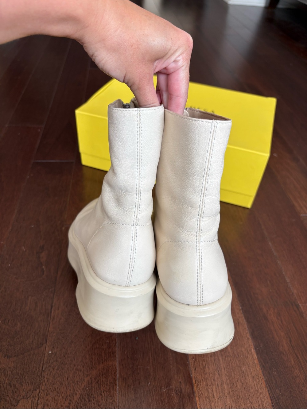 The Row Combat Zipped Boots Beige Natural Color US 8.5 Mid-Calf Boots Pre-Owned - Picture 15 of 16